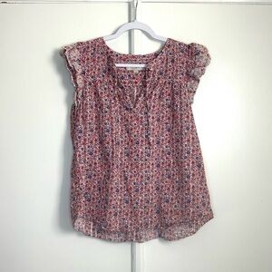 Loft Cotton Floral Embroidered Short Sleeve Top